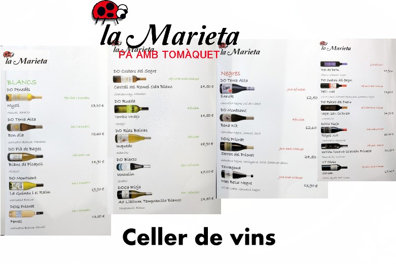 Restaurante La Marieta, nueva Carta de vinos, Celler de vins, íntimo y familiar, aniversarios,cenas románticas, cenas de empresa y celebraciones en Mollet del Vallès, Barcelona